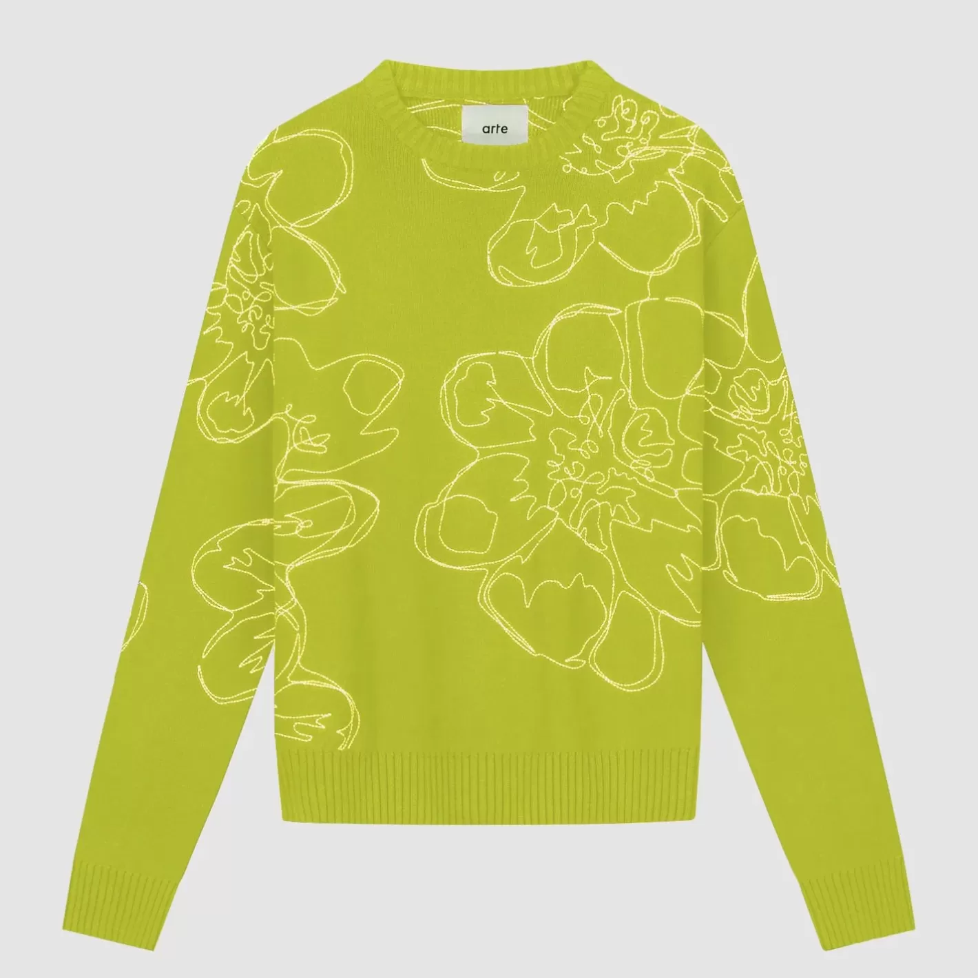 New Tricot à fleurs brodées - Vert clair Mailles | Sweaters