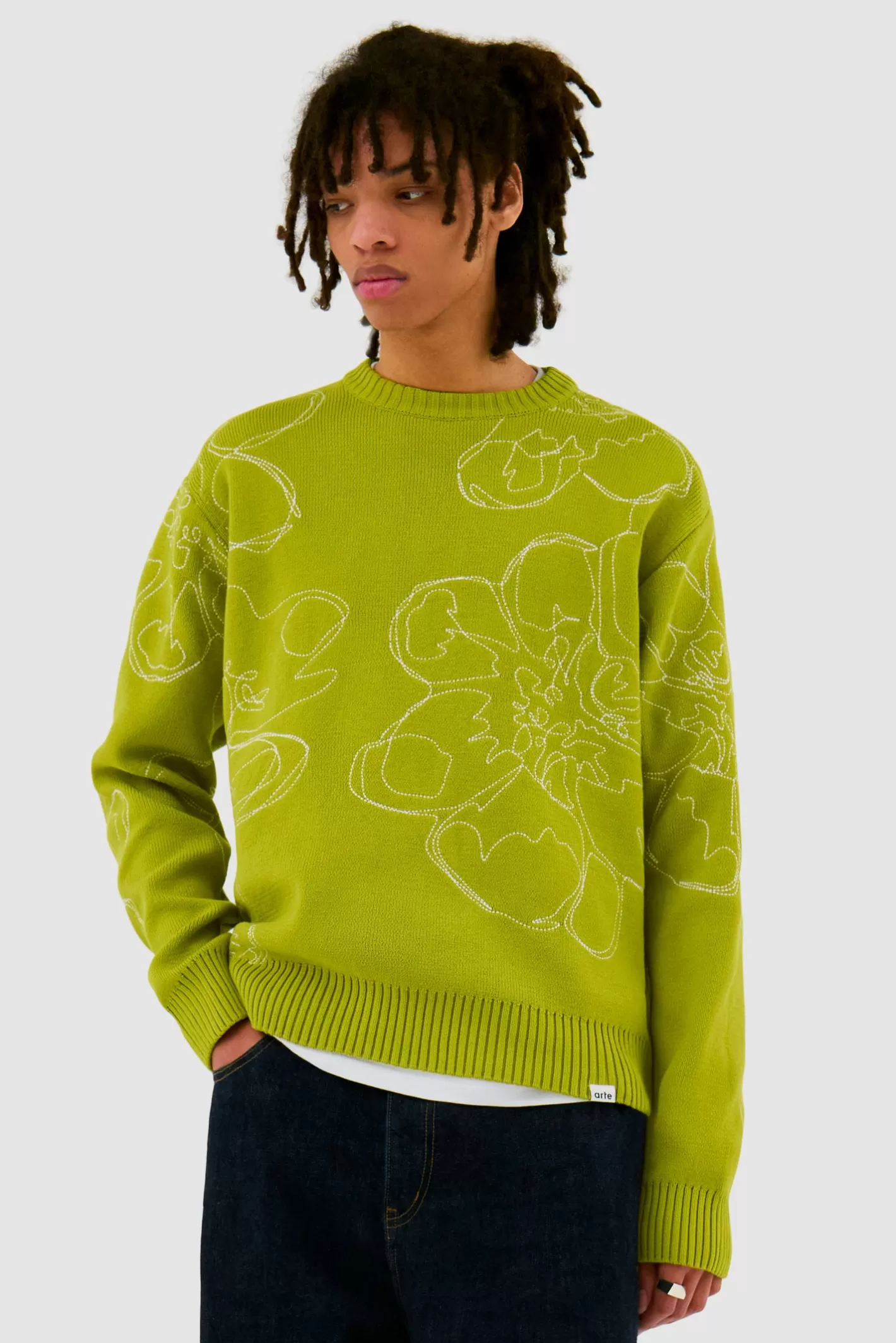 New Tricot à fleurs brodées - Vert clair Mailles | Sweaters