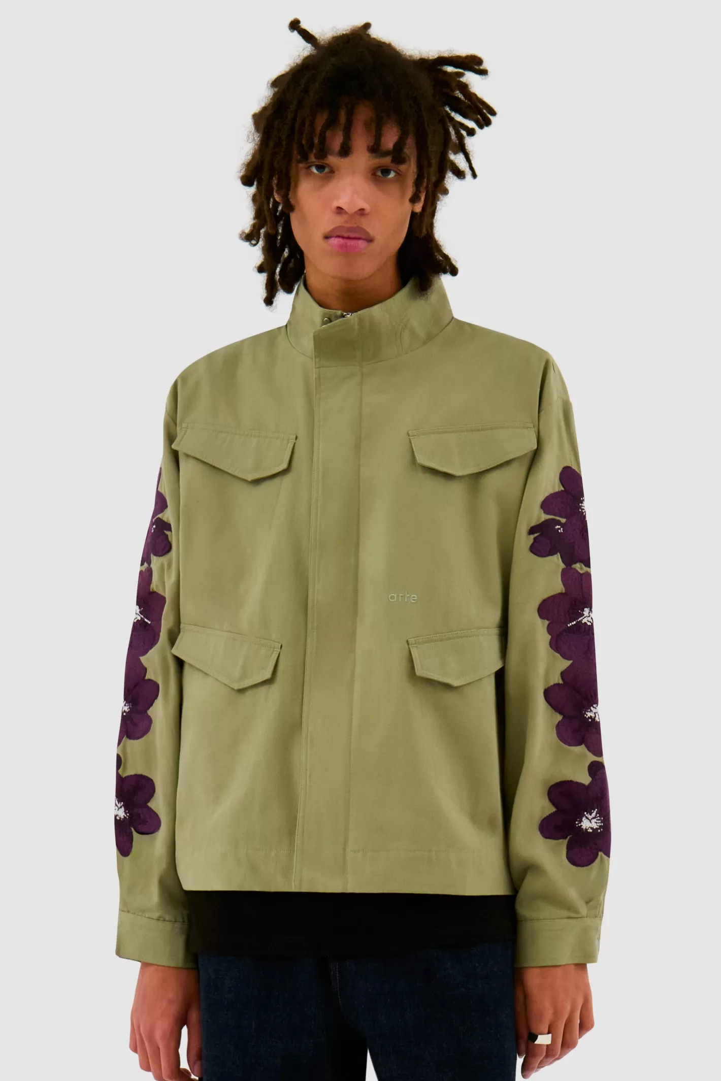 Discount Veste brodée de fleurs - Vert olive Vestes